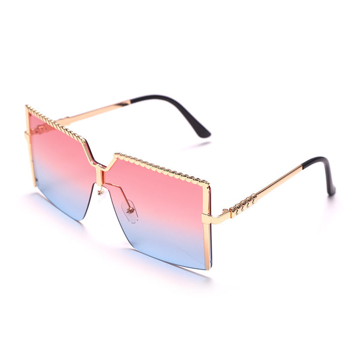 Oversized Square Sunglasses 💋 Retro Frameless - Flossy Mom