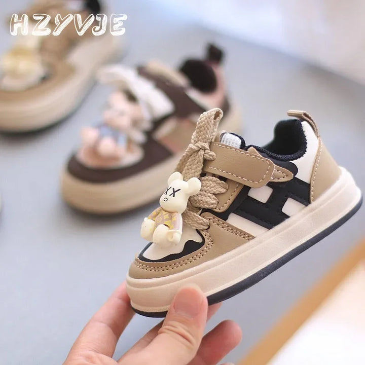 Adorable Bear Pendant Soft Sole First Steps Leather Sneakers - Gen U Us Products