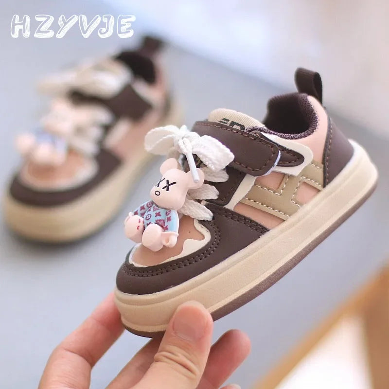 Adorable Bear Pendant Soft Sole First Steps Leather Sneakers - Gen U Us Products