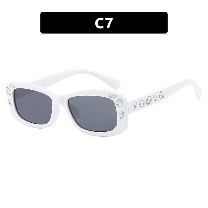 High-End Square Frame Diamond Inlaid Sunglasses - Flossy Mom