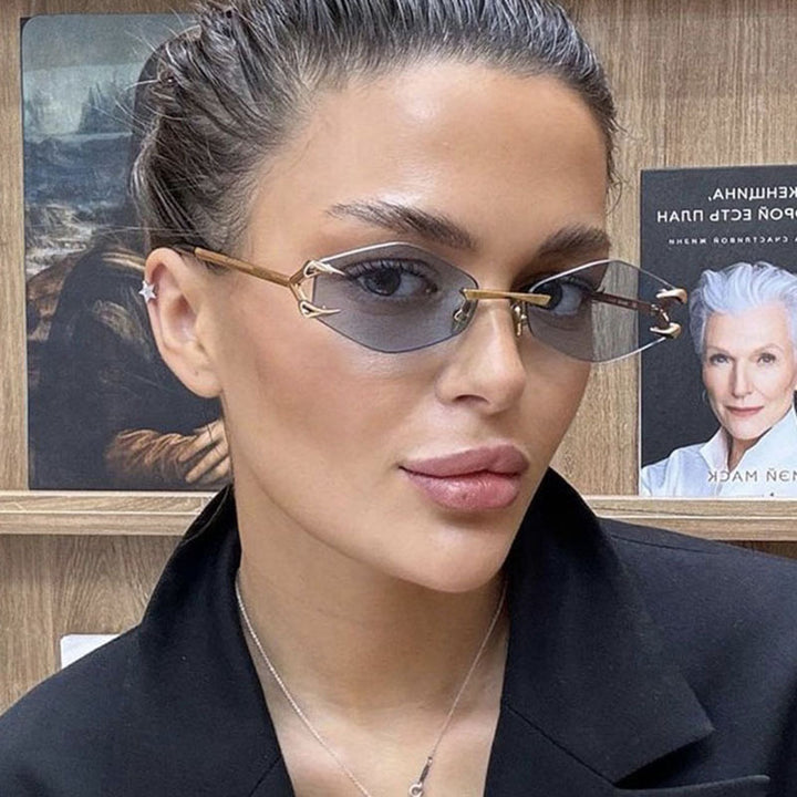 Shady Vibes Frameless Polygon Metal Sunglasses - Flossy Mom