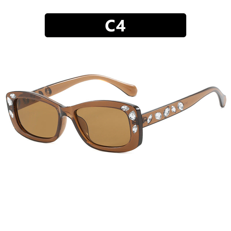 High-End Square Frame Diamond Inlaid Sunglasses - Flossy Mom