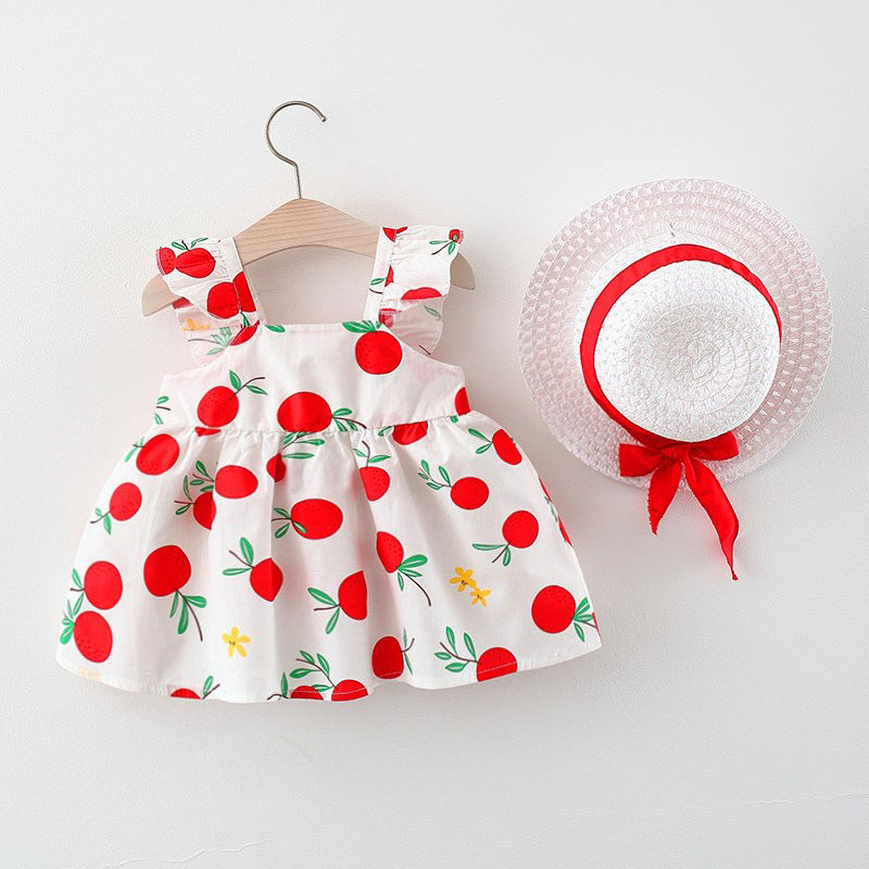 Baby Girls Pretty Cotton Big Bowknot Dresses with Lovely Fruity Design Gen U Us Products