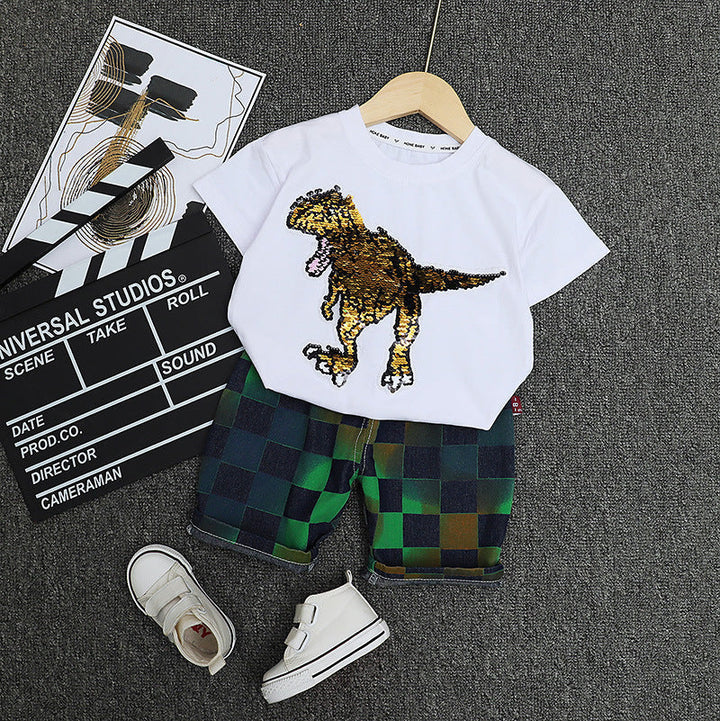 Baby Toddler Boys Cotton Short Sleeve Dinosaur Shirt and Shorts Gen U Us Products