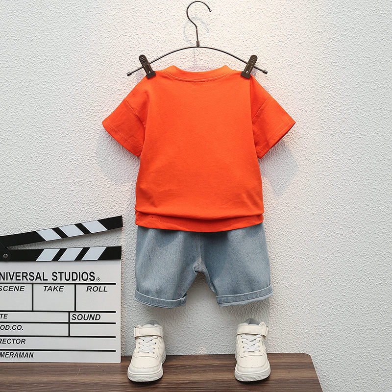 Baby Toddler Boys Dancing Astronaut Cotton Shirt and Denim Shorts Gen U Us Products