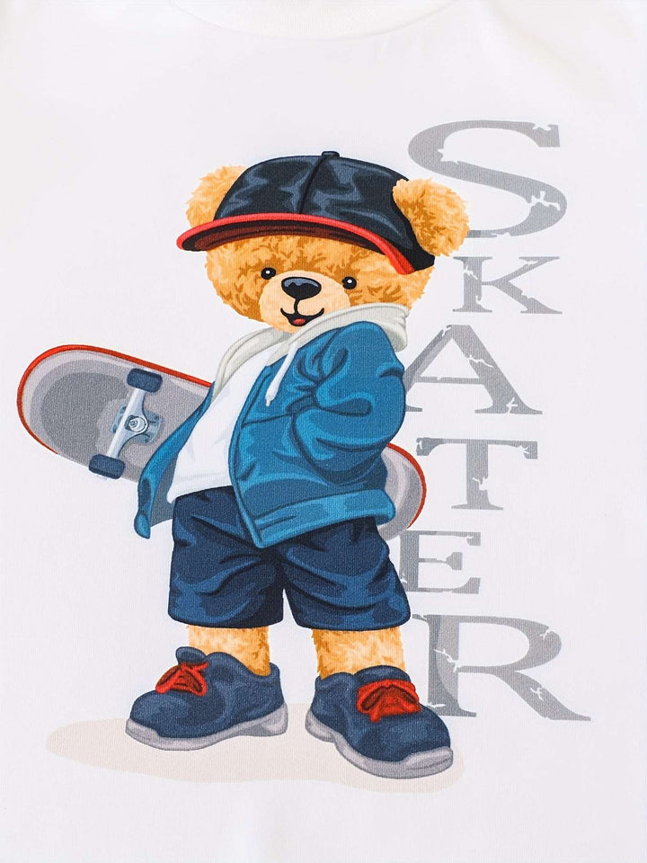 Baby Toddler Boys Cool Skateboard Bear Graphic Tee and Shorts Set - Gen U Us Products