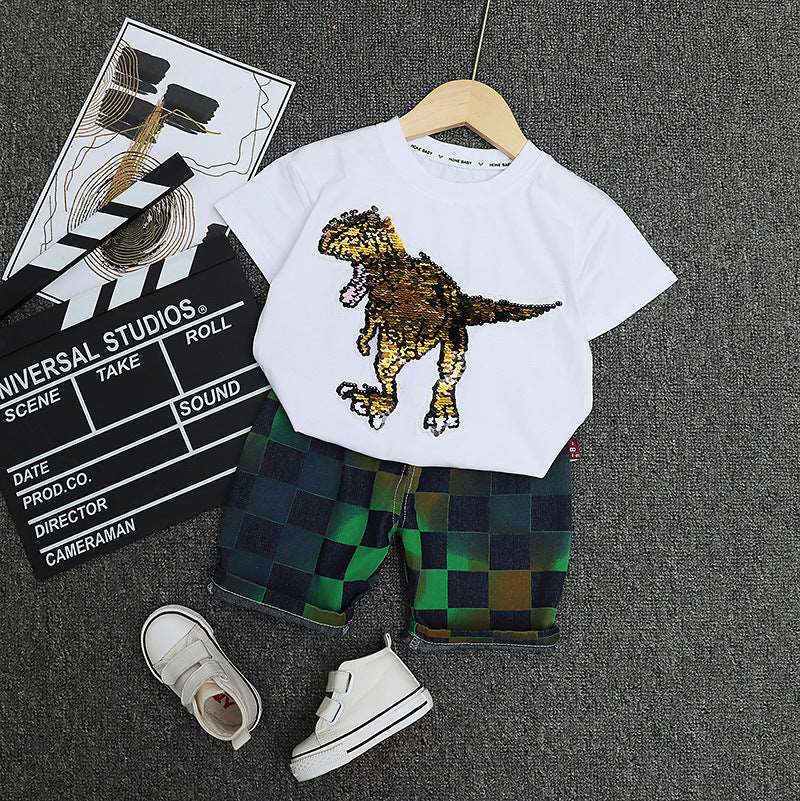 Baby Toddler Boys Cotton Short Sleeve Dinosaur Shirt and Shorts - Gen U Us Products