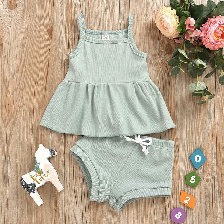 Baby Girls Sleeveless Soft Organic Cotton Tops and Shorts - Gen U Us Products -  