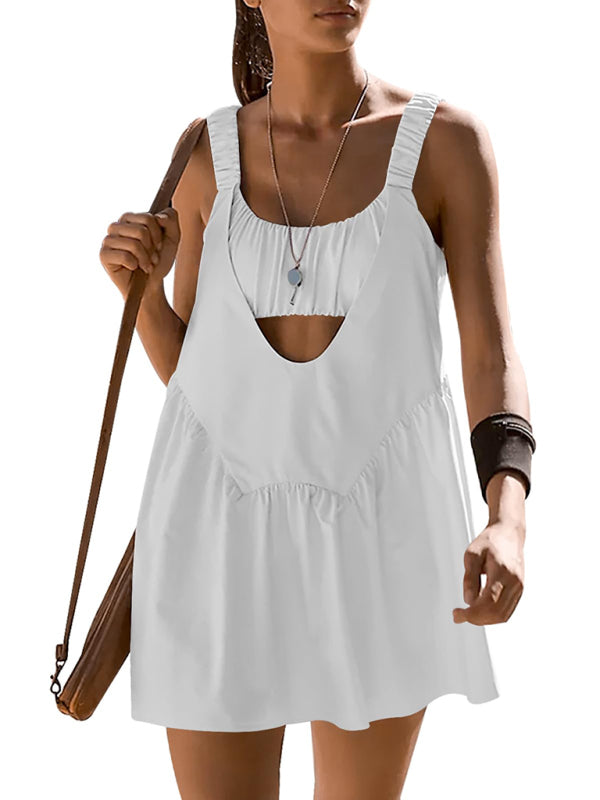 Backless Suspender Sports Yoga Tennis Skirt Dresses with Shorts Sets - Gen U Us Products