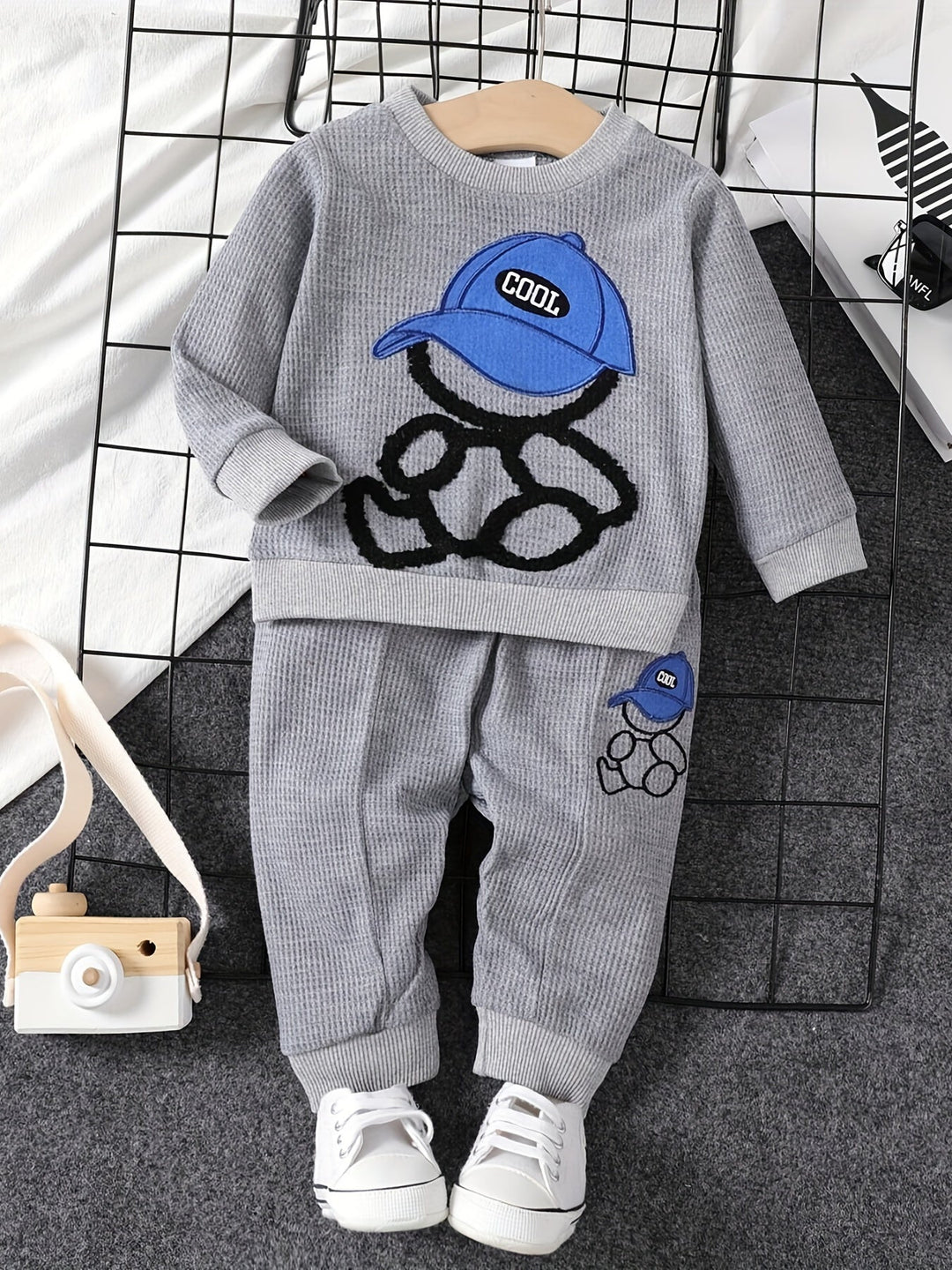 Bear Motif with Blue Cap Cool Print Pullover Top and Pants Gen U Us Products