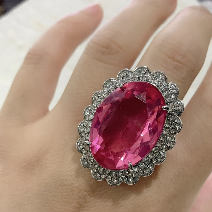 Beautiful Stunning Large Pink Egg Shape Zirconia Ring Gen U Us Products