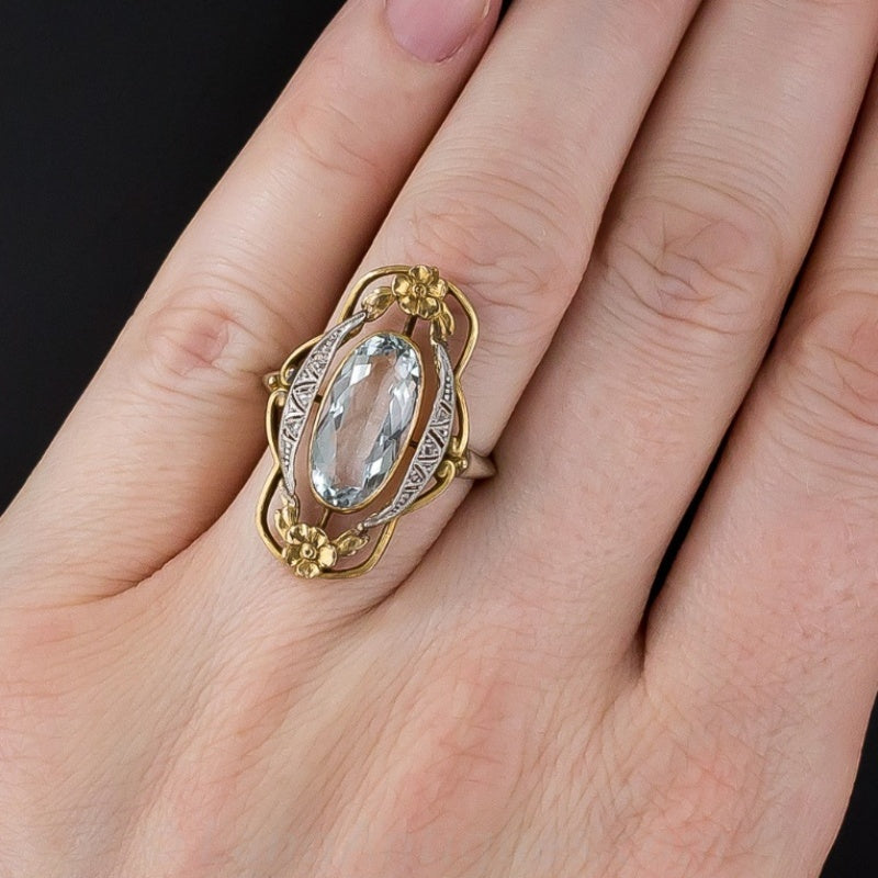 Beautiful Vintage Gold Plated Flower Hollow Oval Cut Zircon Ring Gen U Us Products