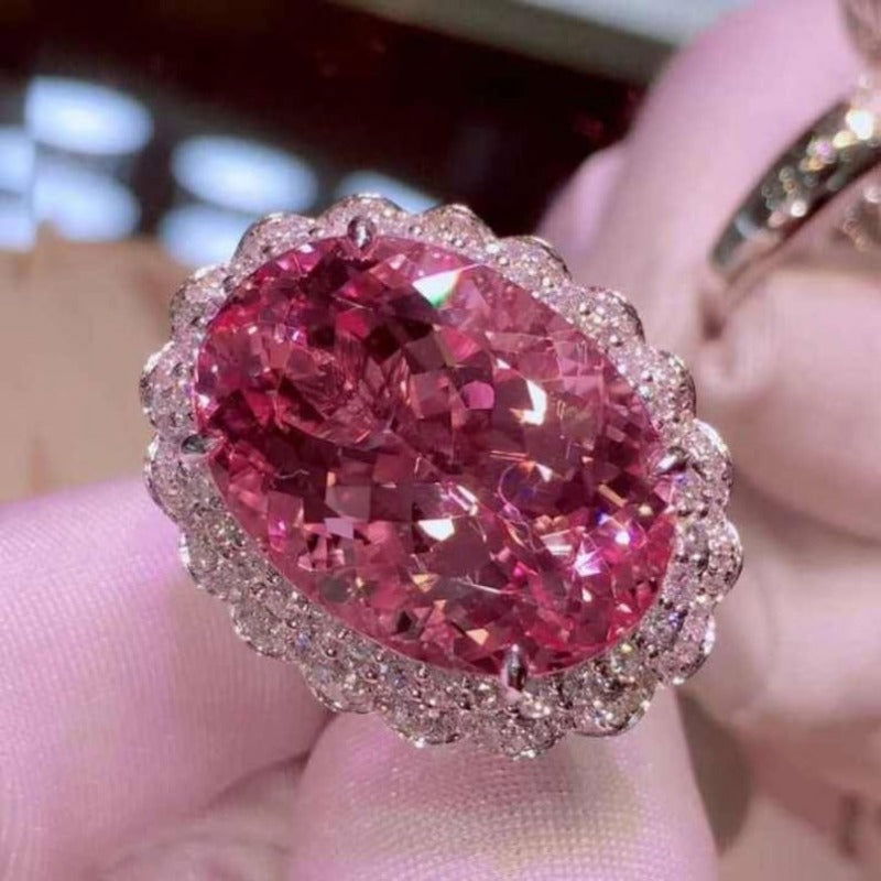 Beautiful Stunning Large Pink Egg Shape Zirconia Ring - Gen U Us Products -  
