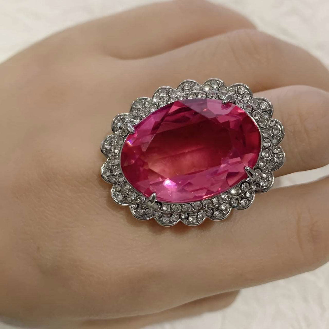 Beautiful Stunning Large Pink Egg Shape Zirconia Ring - Gen U Us Products -  