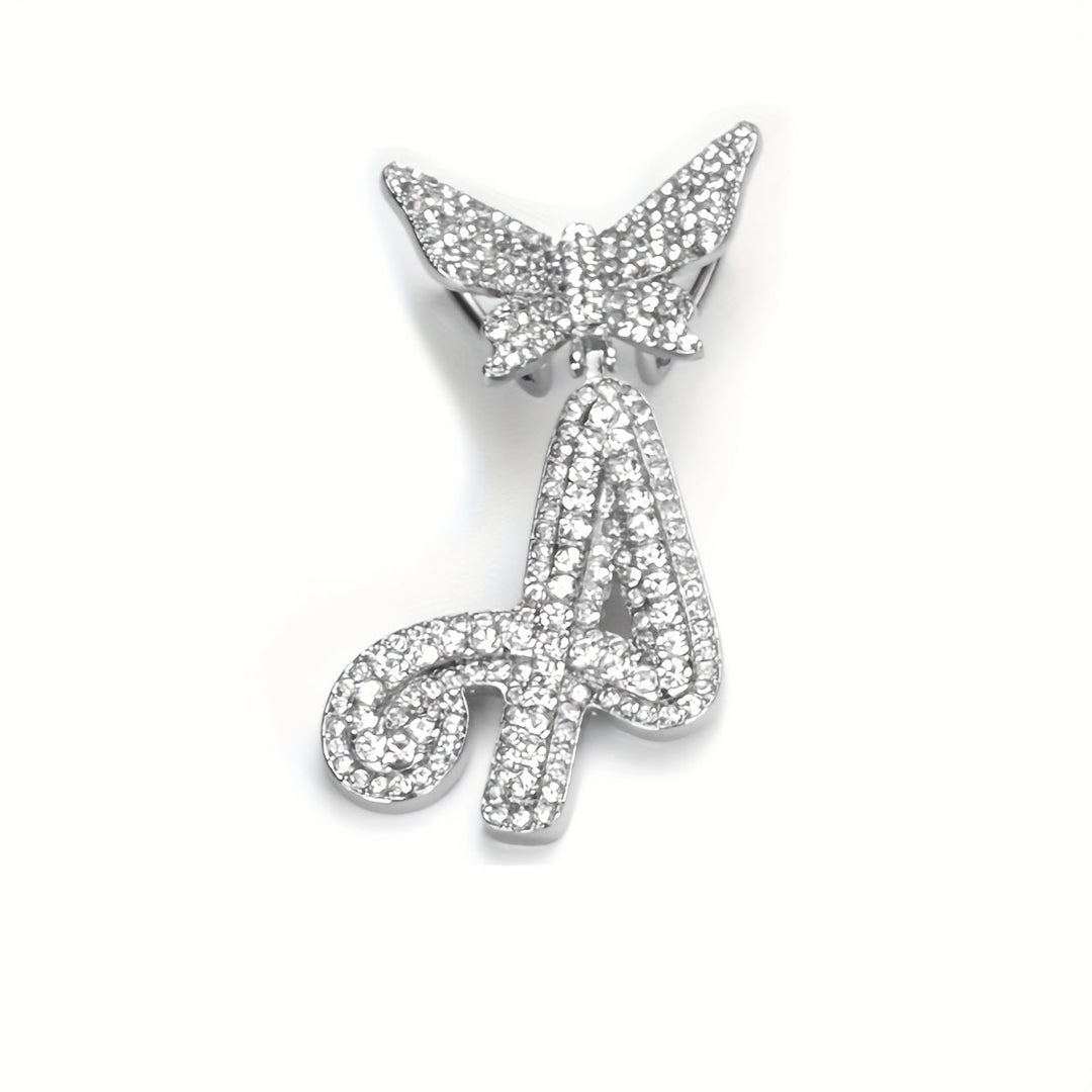 Bling Iced Out Large A-N Initials Butterfly Necklace Gen U Us Products