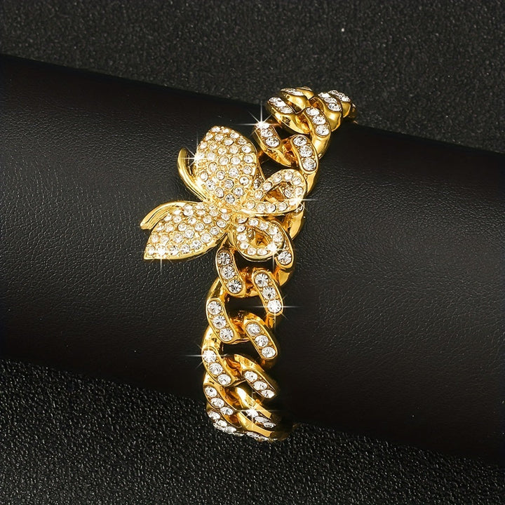 Bling Out Rhinestone Butterfly Cuban Chain Bracelet Gen U Us Products