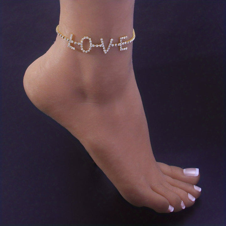 Bling Out Rhinestones Love Heart Double Chain Anklet Bracelets Gen U Us Products
