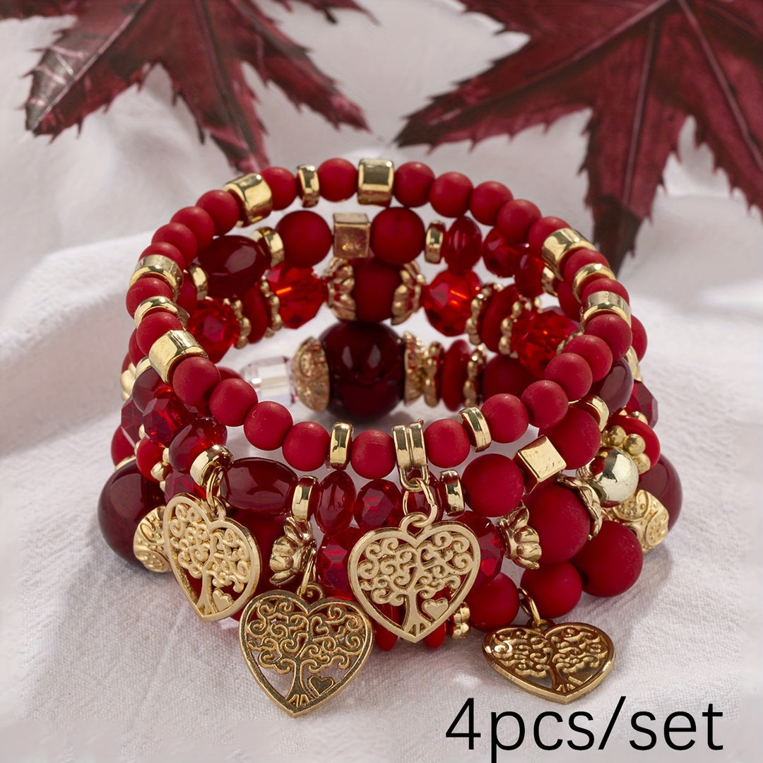 Bohemian Hollow Heart Glass Beads Tassel Multilayer Bracelets Gen U Us Products