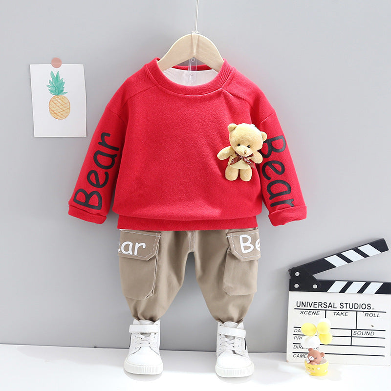 Boys Cool Comfy Cotton Bear Pendant Pullover and Pants Gen U Us Products