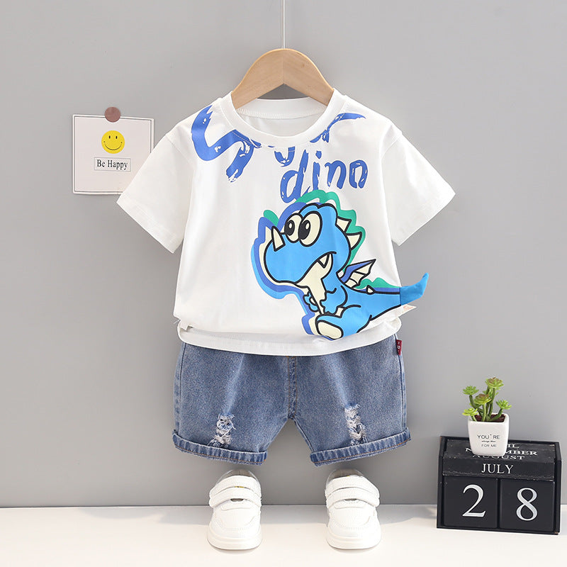 Boys Cotton Dinosaur Graphics T-shirts & Denim Shorts Gen U Us Products