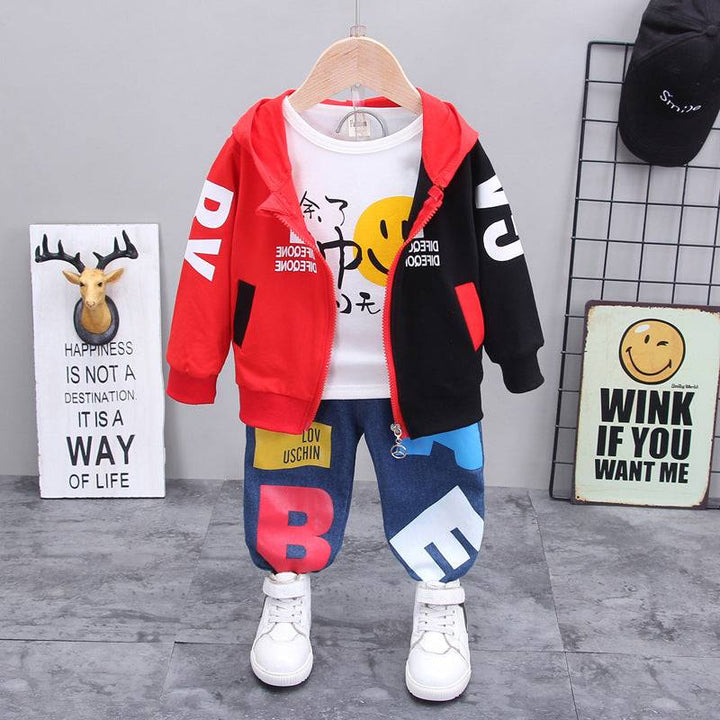 Boys Cotton Smiley Face Shirt, Letter Print Jacket and Pants Gen U Us Products