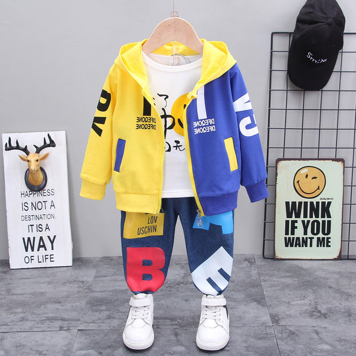 Boys Cotton Smiley Face Shirt, Letter Print Jacket and Pants Gen U Us Products
