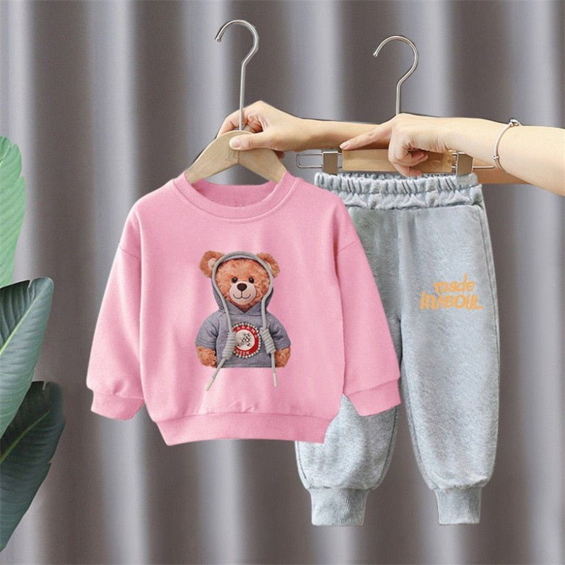 Boys Girls Long Sleeve Cartoon Bear Pullover and Pants Sets Gen U Us Products