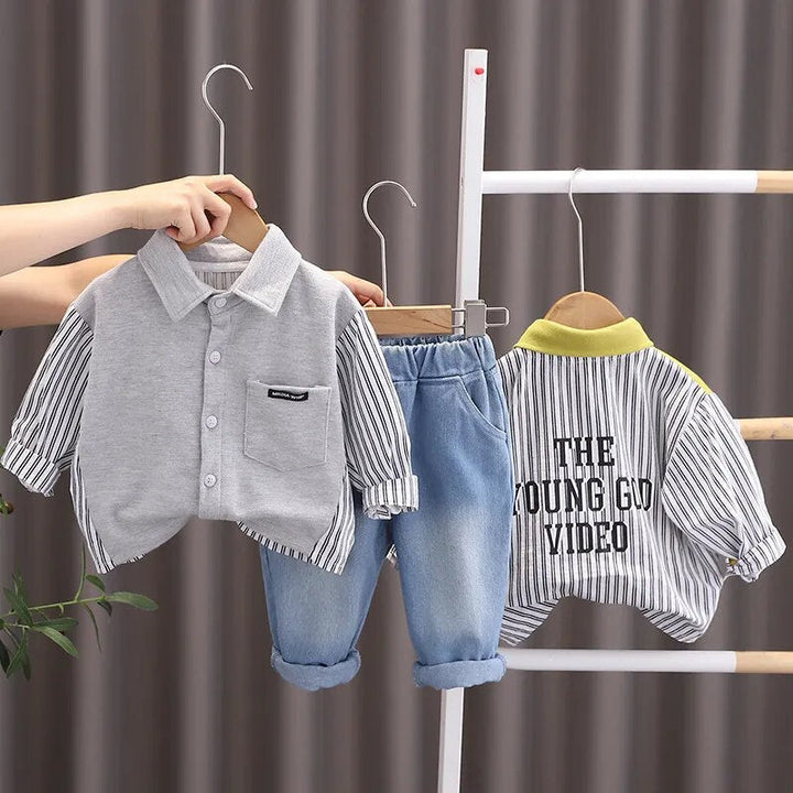 Boys Stripe Long Sleeve Shirt and Denim Jeans Outfits Gen U Us Products