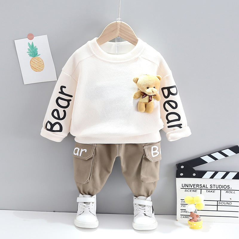 Boys Cool Comfy Cotton Bear Pendant Pullover and Pants - Gen U Us Products