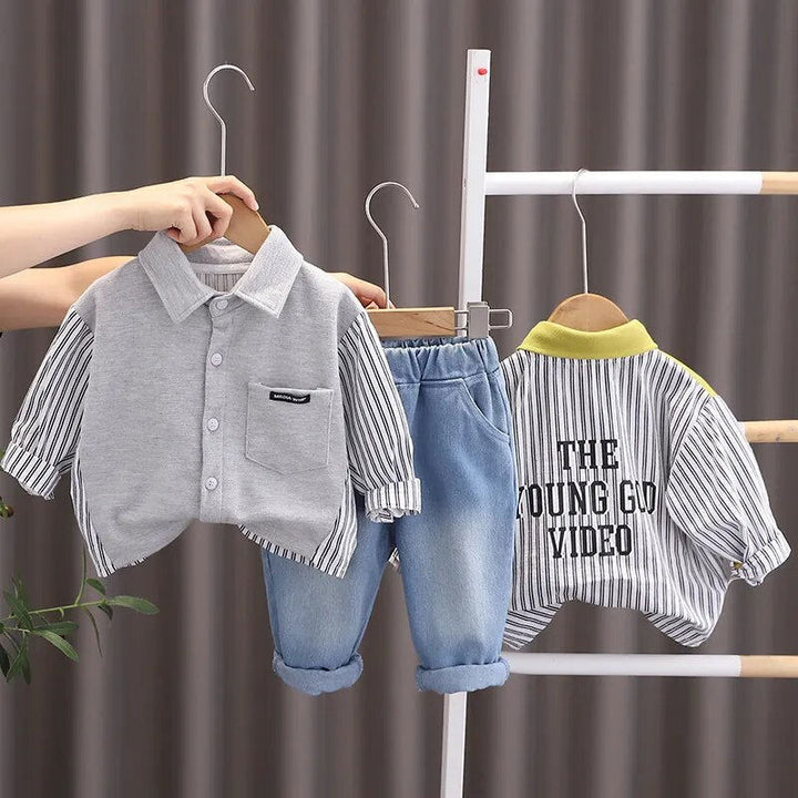 Boys Stripe Long Sleeve Shirt and Denim Jeans Outfits - Gen U Us Products -  