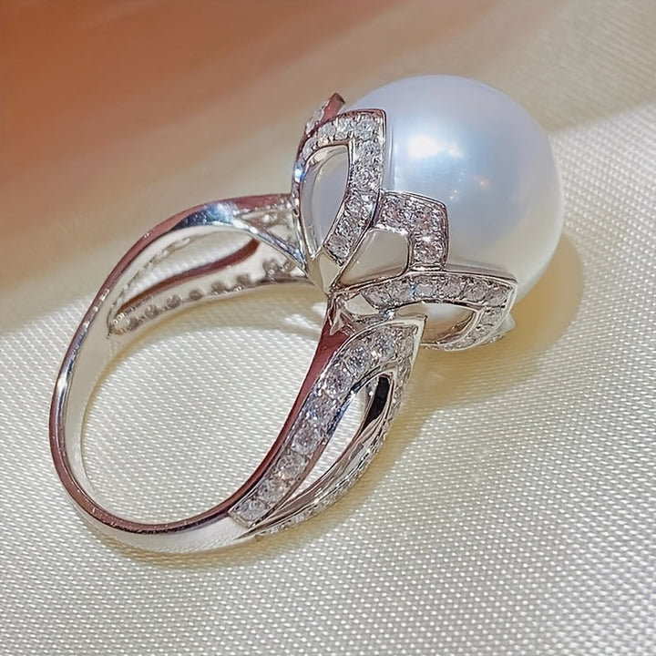 Breathtaking Large Inlaid Milky Stone Silver Plated Ring Gen U Us Products