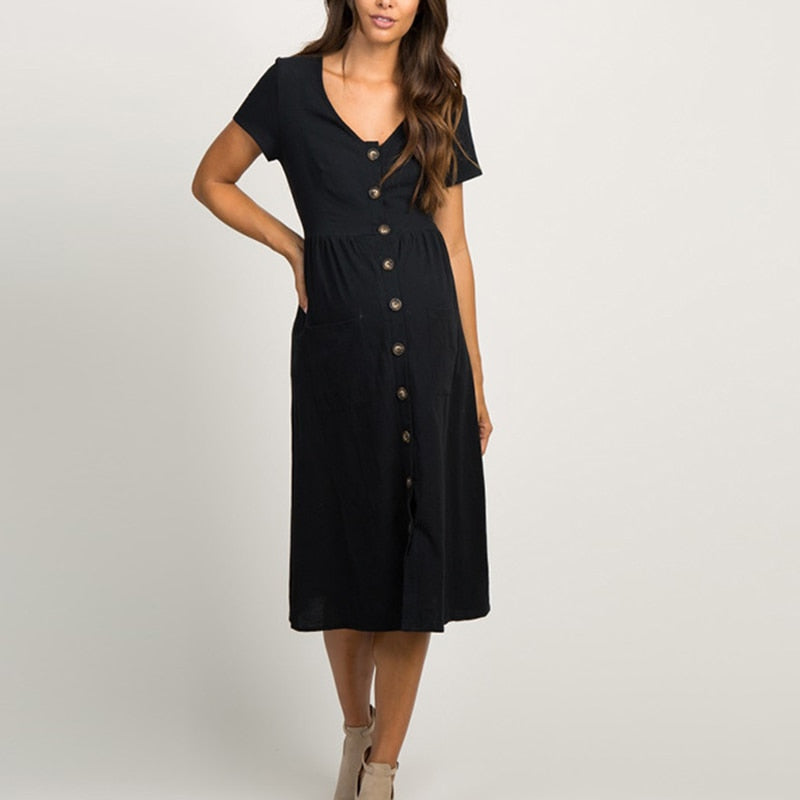 Button Pocket Pregnant Maternity Dresses in Plus Sizes Gen U Us Products