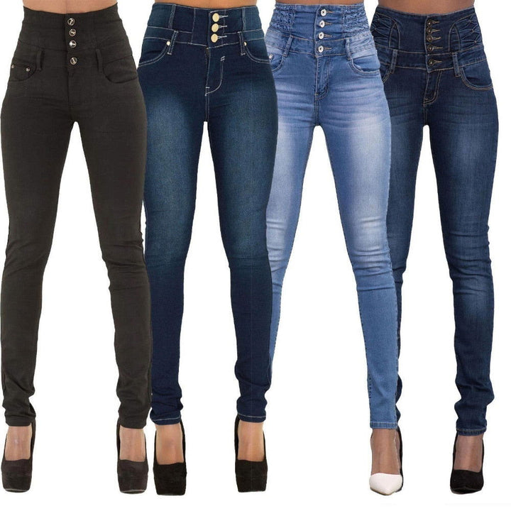 Button Decor High Waist Stretchy Skinny Denim Jeans - Gen U Us Products -  