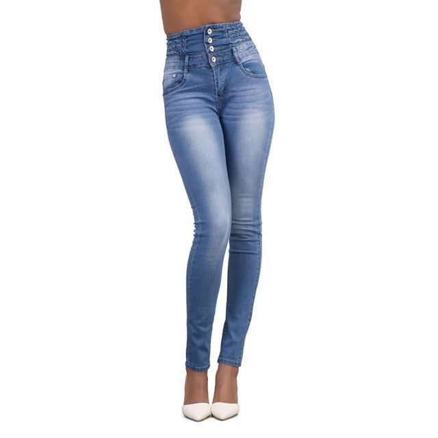 Button Decor High Waist Stretchy Skinny Denim Jeans - Gen U Us Products -  