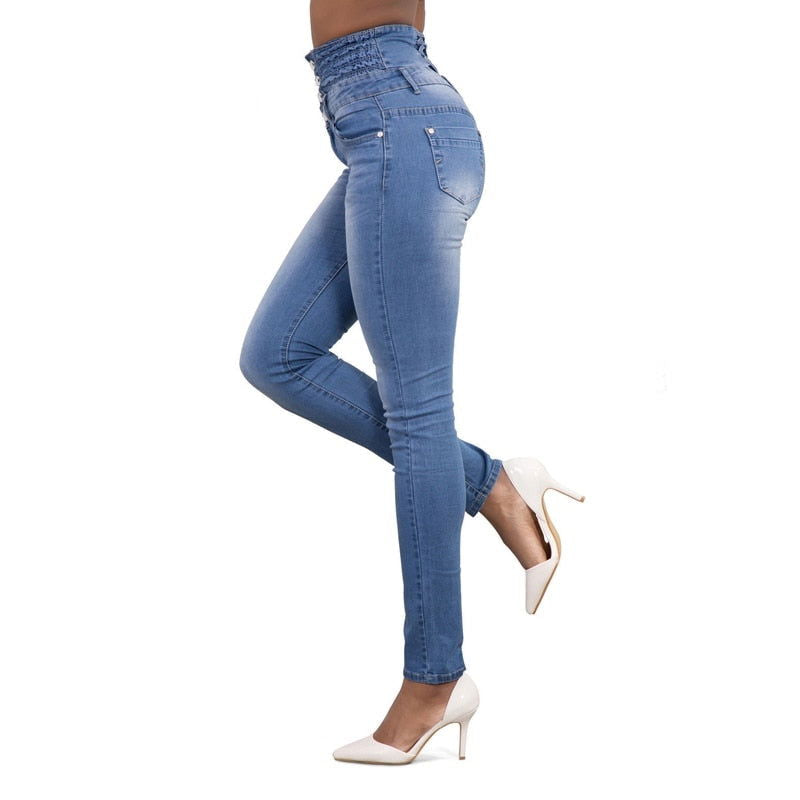 Button Decor High Waist Stretchy Skinny Denim Jeans - Gen U Us Products -  