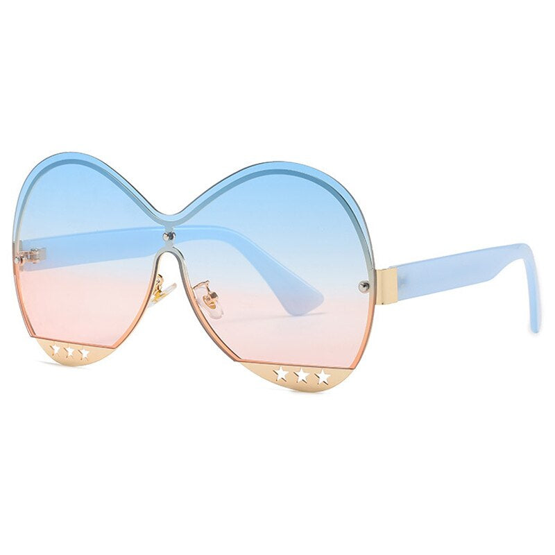 Gradient Glam Hollowed-Out Oversize Round Sunglasses - Flossy Mom