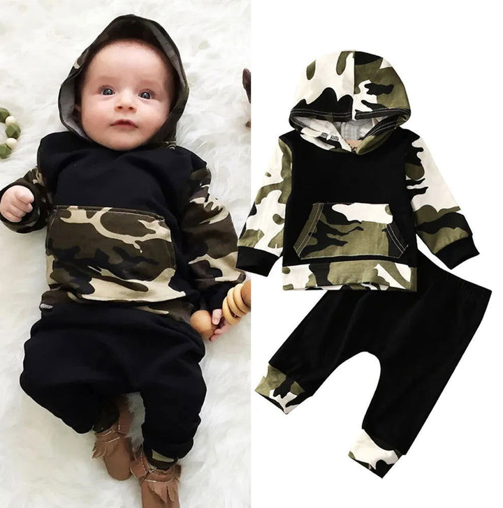 Camouflage Hooded Cotton Tops and Pants Outfits Set - Gen U Us Products -  