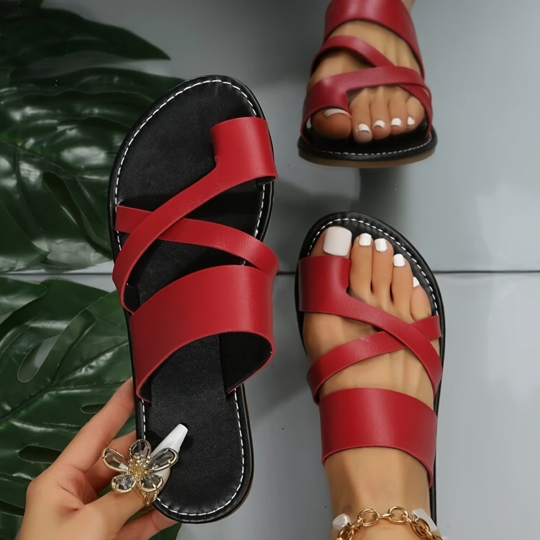 Casual Snug Cross-strap Open Toe Non Slip Flat Slipper Sandals - Gen U Us Products