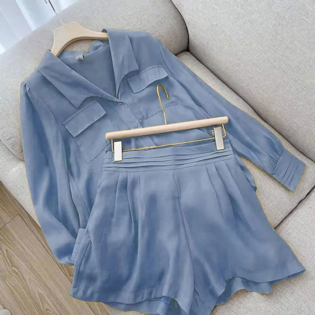 Casual Light Airy Long Sleeve Shirt and Short Sets - Gen U Us Products -  