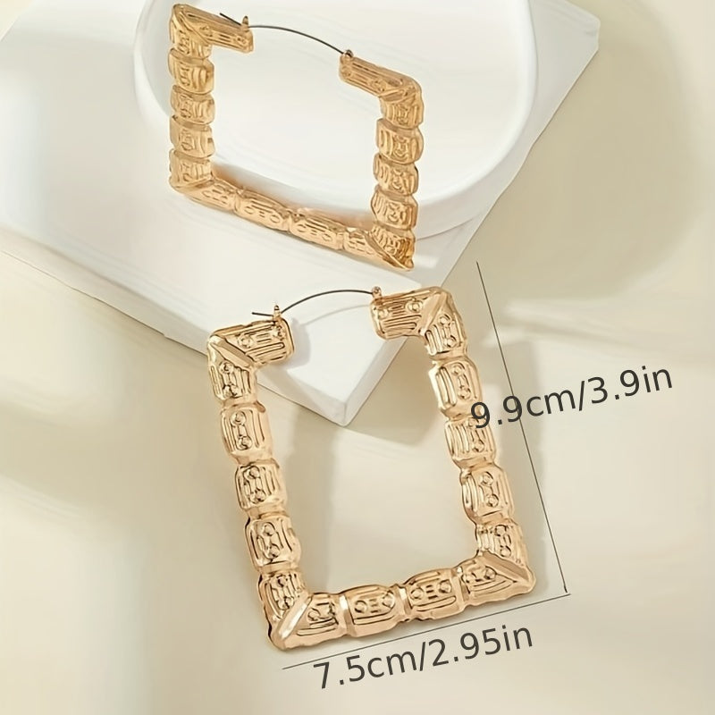 Chic 18K Gold Plated Golden Rectangle Hoop Earrings Gen U Us Products