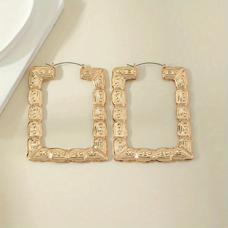 Chic 18K Gold Plated Golden Rectangle Hoop Earrings Gen U Us Products
