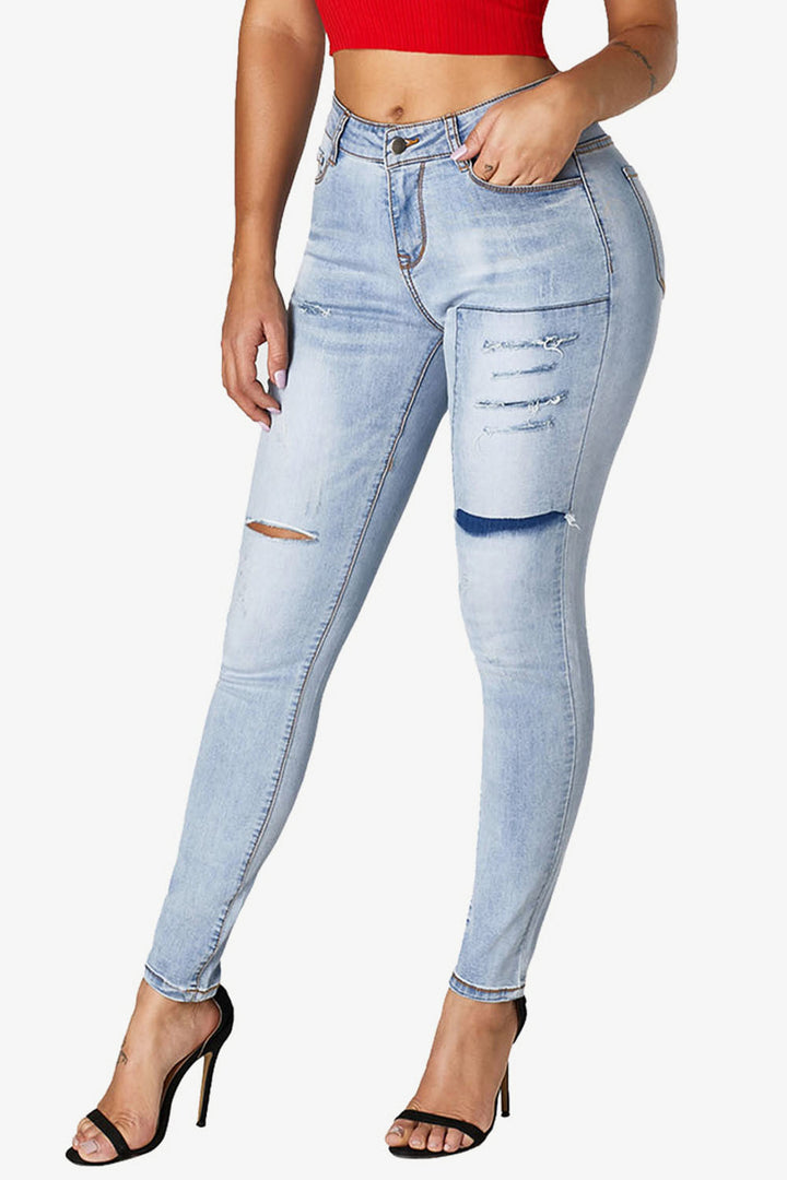 Chic Acid Wash Distressed Ripped Denim Jeans in Plus Sizes Gen U Us Products