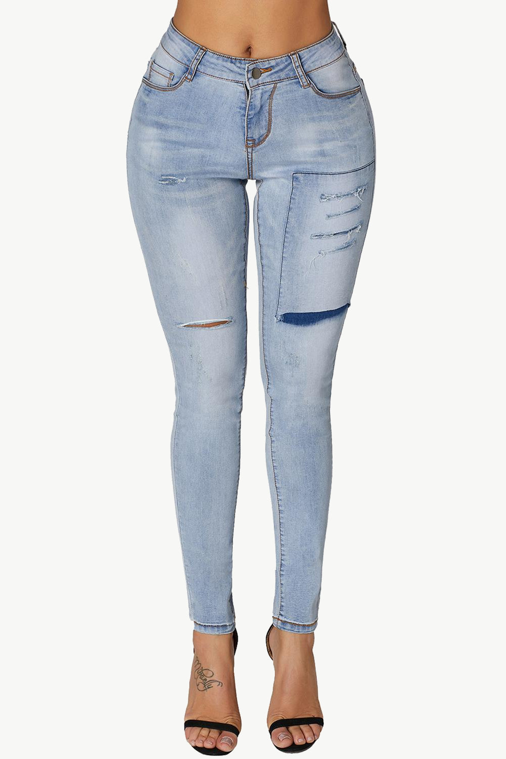 Chic Acid Wash Distressed Ripped Denim Jeans in Plus Sizes Gen U Us Products
