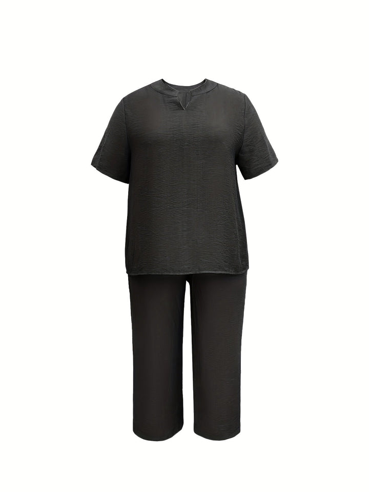 Chic All-day Wear Short Sleeve Top & Wide Leg Pants Gen U Us Products