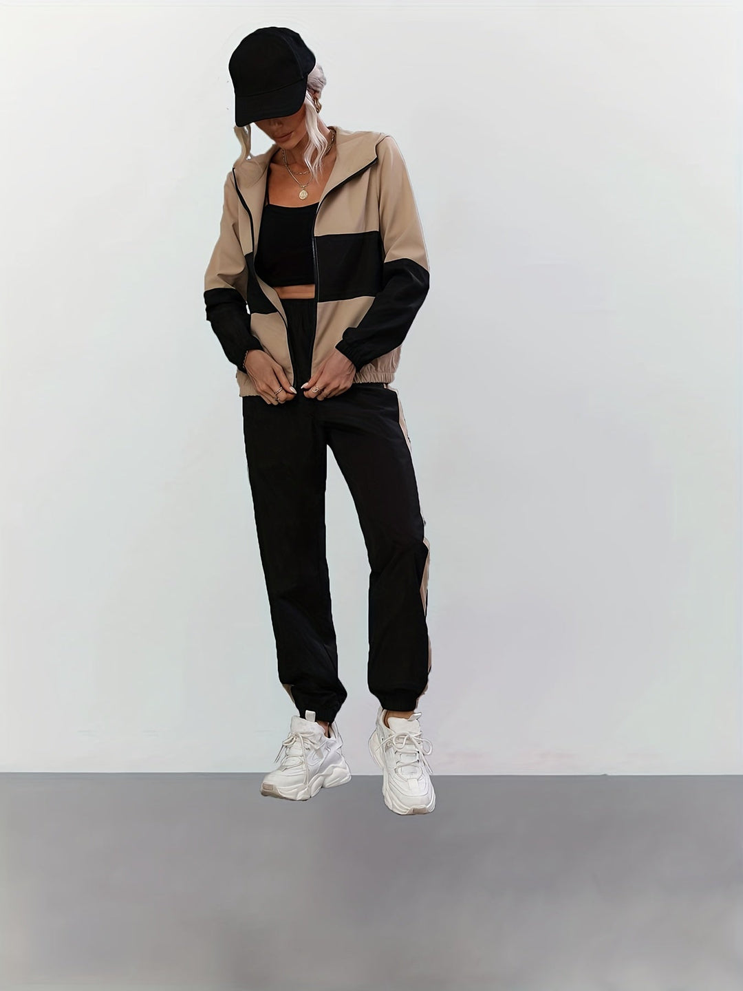 Chic Color Block Long Sleeve Jacket and Pants Tracksuits Gen U Us Products