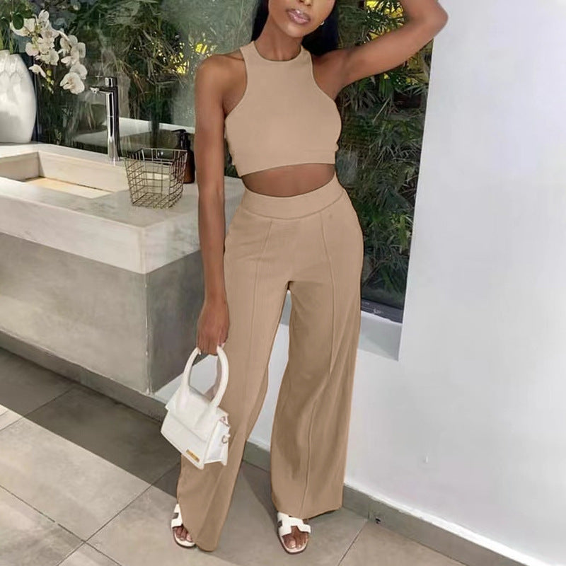 Chic Home or Office Form-Fitting Sleeveless Crop Top & Pants Gen U Us Products