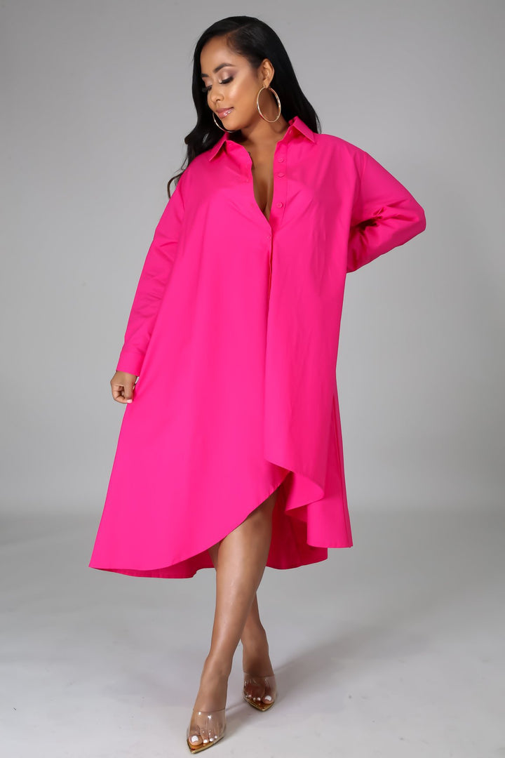 Chic Loose Fit Oversize Collared Shirt Dress S-3XL Gen U Us Products