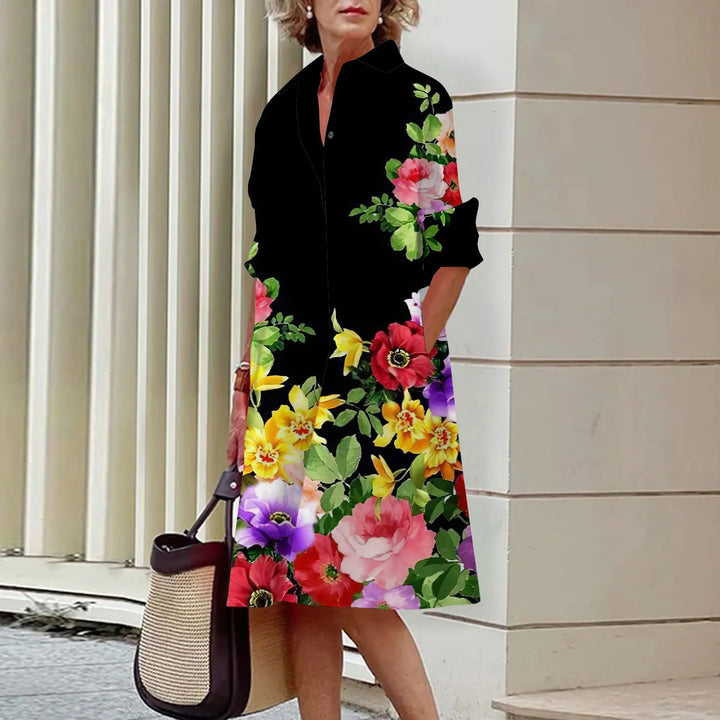 Chic Angelic Long Sleeve Knee-Length Vibrant Floral Dresses - Gen U Us Products