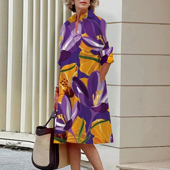 Chic Angelic Long Sleeve Knee-Length Vibrant Floral Dresses - Gen U Us Products