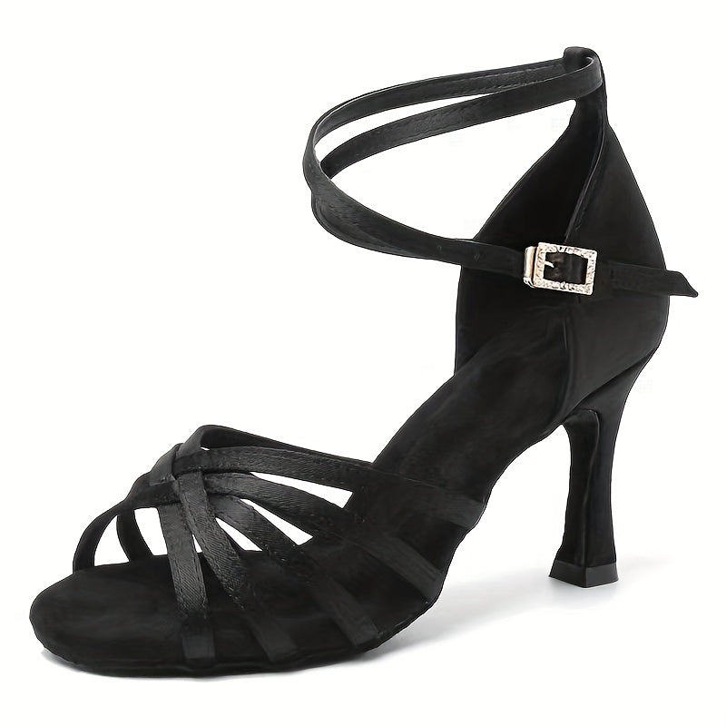 Chic Ankle Strap Medium Heel Suede Satin Shoes - Gen U Us Products
